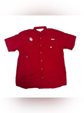 Columbia Size: XXL Men's Red Short-Sleeve Button-Up Performance Shirt